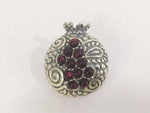 Brooch pomegranate SILVER 925 red quartz stones