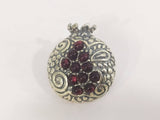 Brooch pomegranate SILVER 925 red quartz stones