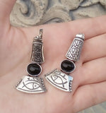 Fish jewelry Silver 925 earrings with black onyx women