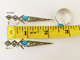 Long earrings Silver 925 natural light blue turquoise