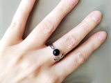 Delicate ring silver 925 Adjustable black onyx