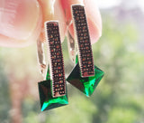 Small earrings and ring green Silver 925 Marcasite jewelry