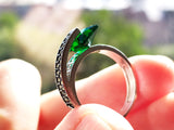 Small earrings and ring green Silver 925 Marcasite jewelry