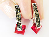 Small earrings Silver 925 Marcasite jewelry Modern Minimalist jewellery