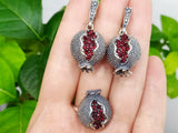 Ring Pomegranate jewelry Sterling 925 with red zircon stones