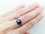 Small earrings blue Silver 925 Marcasite jewelry Minimalist Modern