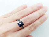 Small earrings blue Silver 925 Marcasite jewelry Minimalist Modern