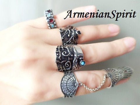 Gothic double rings SILVER 925