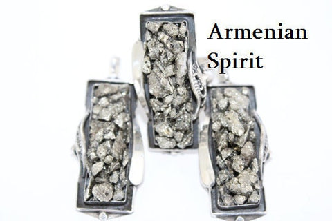 Natural Pirit Mineral druzy jewelry Earrings and Adjustable ring