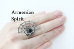 Spider web big ring Silver 925 Black onyx