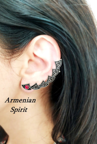 Silver cuff earring only for Left ear CHOOSE wrap full ear Stud earlobe and clip