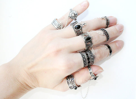 SILVER 925 double rings adjustable CHOOSE