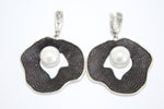 White lab Pearl jewelry set SILVER 925 Large Earrings and ring