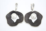 White lab Pearl jewelry set SILVER 925 Large Earrings and ring