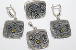 Yellow citrine Earrings SILVER 925 with roses