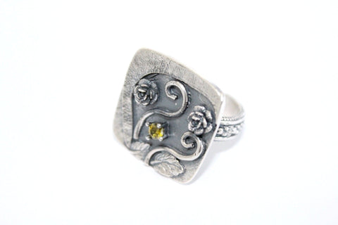 Armenian jewelry handmade Silver 925 with yellow citrine stone