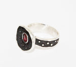 Black Red Earrings Silver 925 Oval with red garnet stone