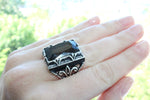 Set SILVER 925 Earrings and ring Quartz brown
