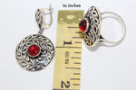Earrings Sterling silver 925 with red quartz stone Jewelry gypsy