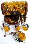 Sterling silver SET 925 natural citrine Ring adjustable