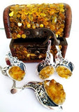 Sterling silver SET 925 natural citrine Ring adjustable