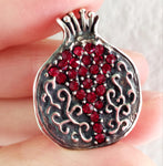 Big Pomegranate pendant red zircon STERLING SILVER 925