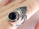 Gothic ring modern jewelry SILVER 925 Black onyx