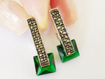 Small earrings and ring green Silver 925 Marcasite jewelry