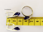 Small earrings Silver 925 with navy blue zircon stone Marcasite