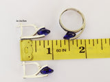 Small ring Silver 925 with navy blue zircon stone Marcasite jewelry