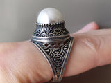 Ring Silver 925 women white lab pearl