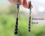 Gothic earrings unusual SILVER 925 Black jewelry goth earring gothic