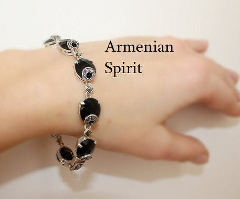 Marcasite bracelet silver 925 tudor jewelry Black