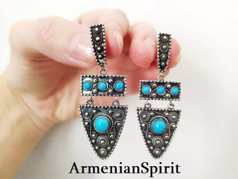 Goth women gift lab turquoise light blue Sterling silver 925