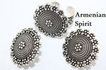 Armenian jewelry set Silver 925 Round earrings with English lock and adjustable ring