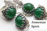 Jade SET earrings ring pendant green STERLING SILVER 925