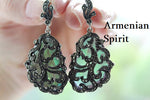 Very big earring Silver 925 nacreous green lab quartz