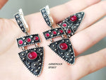 Armenian jewelry 925 Silver Ring adjustable Black and red