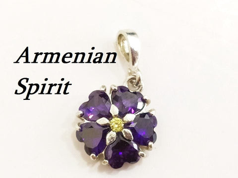 Forget me not Silver 925 Pendant Small Tiny charm Violet flower Anmoruk