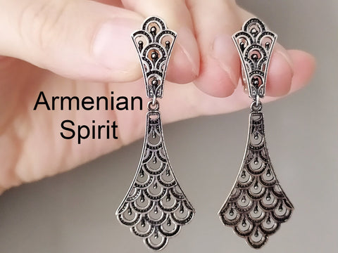 Silver 925 Earrings Peacock tail