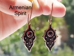 Silver Earrings hook Ear wire Natural garnet gemstone