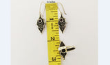 Earrings hook Ear wire Black with red real garnet Sterling silver 925