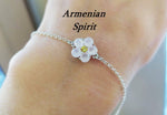 Armenian forget me not purple flower violet Bracelet Sterling silver 925