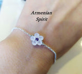 Armenian forget me not purple flower violet Bracelet Sterling silver 925