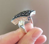 Ring Sterling silver 925 black and white stones Onyx Zircon