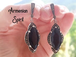 Earrings Black jewelry STERLING SILVER 925