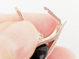 Small earrings Silver 925 with navy blue zircon stone Marcasite