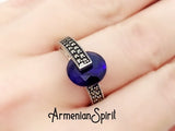 Small earrings Silver 925 with navy blue zircon stone Marcasite