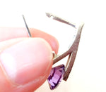 Small earrings Silver 925 with purple  zircon stone Marcasite jewelry