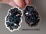 Earrings Natural carbide mineral colorful STERLING SILVER 925